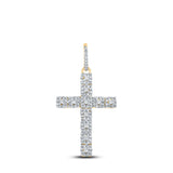 10kt Yellow Gold Mens Round Diamond Cross Charm Pendant 5/8 Cttw