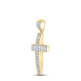 10kt Yellow Gold Mens Round Diamond Cross Charm Pendant 1 Cttw