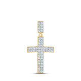 10kt Yellow Gold Mens Round Diamond Cross Charm Pendant 1 Cttw