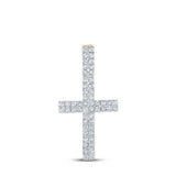10kt Yellow Gold Mens Round Diamond Cross Charm Pendant 1 Cttw