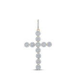 10kt Yellow Gold Mens Round Diamond Cross Charm Pendant 1-1/3 Cttw