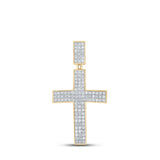 10kt Yellow Gold Mens Round Diamond Cross Charm Pendant 2 Cttw