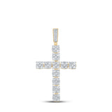 10kt Yellow Gold Mens Round Diamond Cross Charm Pendant 2-5/8 Cttw