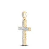 14kt Yellow Gold Mens Round Diamond Cross Charm Pendant 4-1/4 Cttw