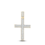 14kt Yellow Gold Mens Round Diamond Cross Charm Pendant 4-1/4 Cttw