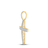 10kt Yellow Gold Mens Round Diamond Cross Charm Pendant 4 Cttw