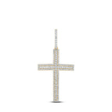10kt Yellow Gold Mens Round Diamond Cross Charm Pendant 4 Cttw
