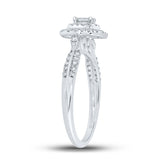 14kt White Gold Womens Emerald Diamond Fashion Ring 1/2 Cttw