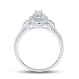 14kt White Gold Womens Emerald Diamond Fashion Ring 1/2 Cttw