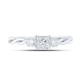 14kt White Gold Princess Diamond 3-stone Bridal Wedding Engagement Ring 1/2 Cttw