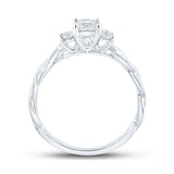 14kt White Gold Princess Diamond 3-stone Bridal Wedding Engagement Ring 1/2 Cttw
