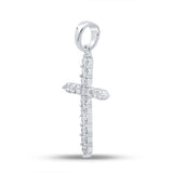 10kt White Gold Womens Round Diamond Cross Pendant 1/4 Cttw