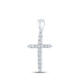 10kt White Gold Womens Round Diamond Cross Pendant 1/2 Cttw