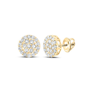 10kt Yellow Gold Round Diamond Cluster Earrings 1/4 Cttw