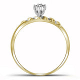 10kt Yellow Gold His Hers Round Diamond Cluster Matching Wedding Set 1/10 Cttw