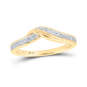 10kt Yellow Gold Womens Round Diamond Stackable Band Ring 1/6 Cttw
