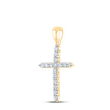 10kt Yellow Gold Womens Round Diamond Cross Pendant 1/2 Cttw