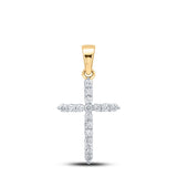 10kt Yellow Gold Womens Round Diamond Cross Pendant 1/2 Cttw
