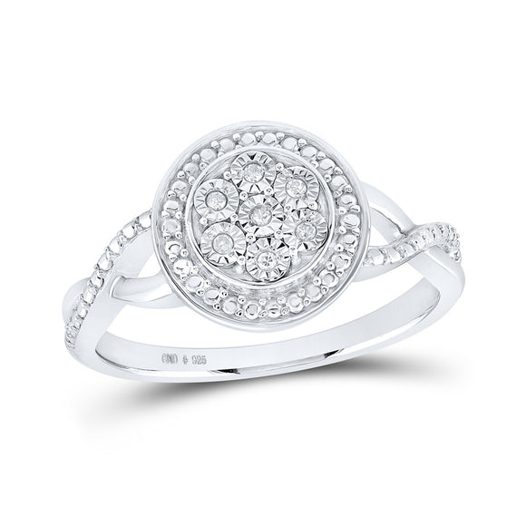 Sterling Silver Womens Round Diamond Circle Ring .03 Cttw