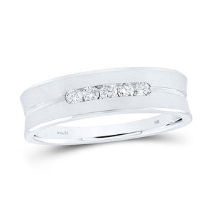 14kt White Gold Mens Round Diamond Wedding Band Ring 1/4 Cttw