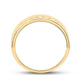 14kt Yellow Gold Mens Round Diamond Wedding Band Ring 1/4 Cttw