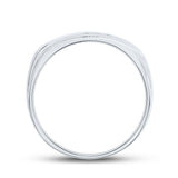 14kt White Gold Mens Round Diamond Triple Row Band Ring 1/2 Cttw