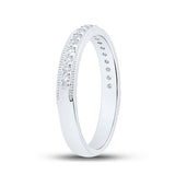 14kt White Gold Womens Round Diamond Wedding Single Row Band 1/5 Cttw