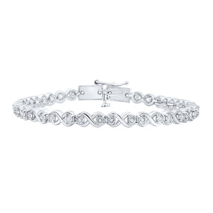 Sterling Silver Womens Round Diamond Fashion Bracelet 1/3 Cttw