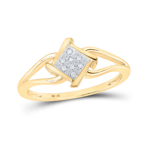 10kt Yellow Gold Womens Round Diamond Offset Square Ring .03 Cttw