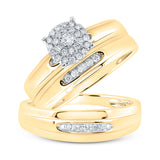 10kt Yellow Gold His Hers Round Diamond Halo Matching Wedding Set 1/3 Cttw