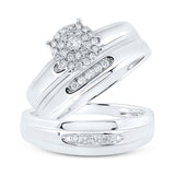 10kt White Gold His Hers Round Diamond Halo Matching Wedding Set 1/3 Cttw