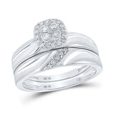 10kt White Gold His Hers Round Diamond Cluster Matching Wedding Set 1/3 Cttw