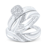 10kt White Gold His Hers Round Diamond Cluster Matching Wedding Set 1/3 Cttw