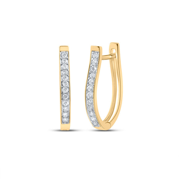 10kt Yellow Gold Womens Round Diamond Hoop Earrings 1/4 Cttw