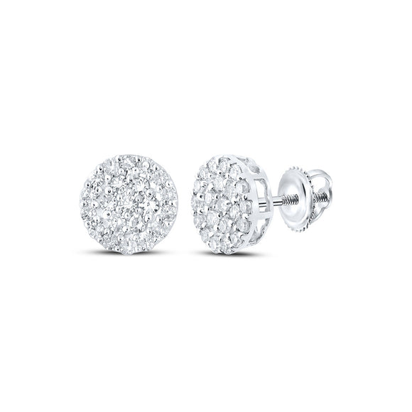 10kt White Gold Round Diamond Cluster Earrings 1/4 Cttw