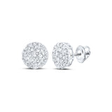 10kt White Gold Round Diamond Cluster Earrings 1/4 Cttw
