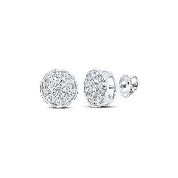 10kt White Gold Round Diamond Cluster Earrings 1/4 Cttw