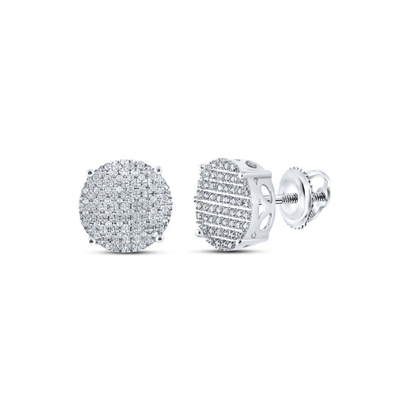 10kt White Gold Round Diamond Cluster Earrings 1/3 Cttw