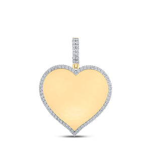 10kt Yellow Gold Mens Round Diamond Heart Memory Charm Pendant 1/5 Cttw