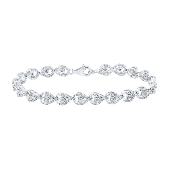 Sterling Silver Womens Round Diamond Fashion Bracelet 1/4 Cttw