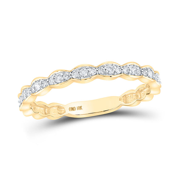10kt Yellow Gold Womens Round Diamond Stackable Band Ring 1/6 Cttw