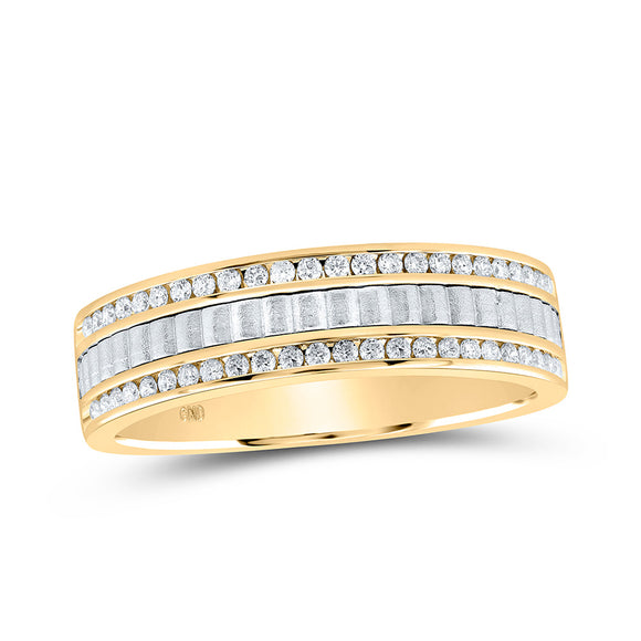 14kt Two-tone Gold Mens Round Diamond Wedding Band Ring 1/3 Cttw