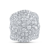 14kt White Gold Round Diamond Cluster Bridal Wedding Ring Band Set 5 Cttw