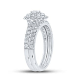 10kt White Gold Round Diamond Bridal Wedding Ring Band Set 1 Cttw