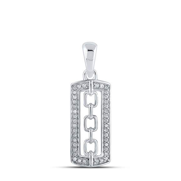 10kt White Gold Womens Round Diamond Fashion Pendant 1/10 Cttw