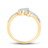 10kt Yellow Gold Womens Baguette Diamond Heart Ring 1/3 Cttw