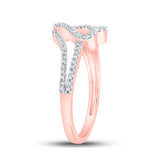 10kt Rose Gold Womens Baguette Diamond Heart Ring 1/3 Cttw