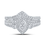 10kt White Gold Round Diamond Bridal Wedding Ring Band Set 1/5 Cttw