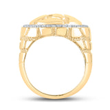 10kt Yellow Gold Mens Round Diamond Nugget Circle Ring 3/4 Cttw