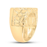 10kt Yellow Gold Mens Round Diamond Nugget Fashion Ring 1/2 Cttw